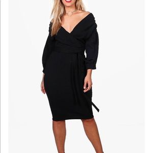 Boohoo Black Wrap Dress
